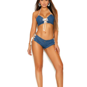 Halter top with lace up front.